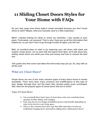 11 Sliding Closet Doors Styles for Your Home with FAQs