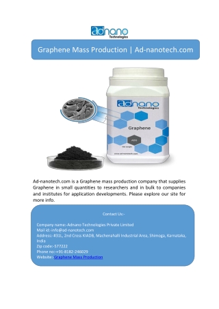 Graphene Mass Production | Ad-nanotech.com