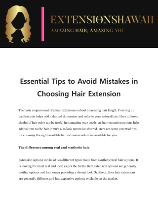 Essential Tips to Avoid Mistakes in Choosing Hair Extension