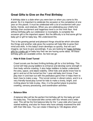 Great Gifts to Give on the First Birthday