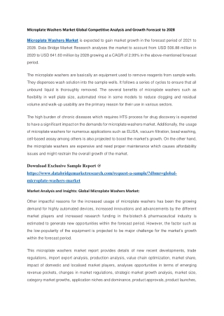 Microplate Washers Market Global Competitive Analysis and Growth Forecast to 2028