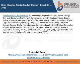 Head Mounted Display Market Research Report Up to 2028