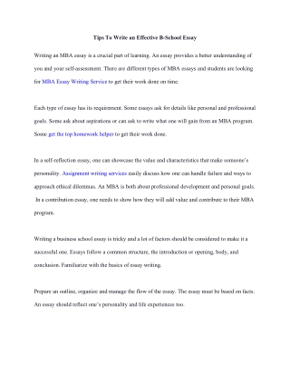 Tips To Write an Effective B-School Essay
