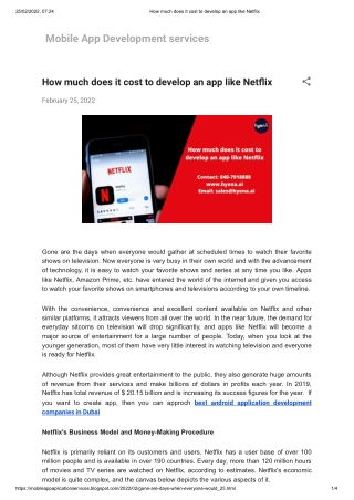 How much does it cost to develop an app like Netflix