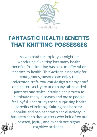 Fantastic health benefits that knitting possesses