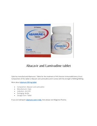 abamune 300 mg tablet