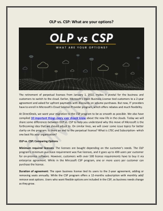 OLP vs. CSP: What are your options?