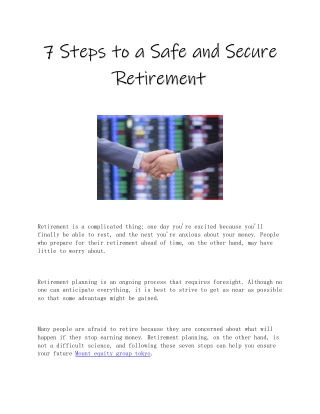 7 Steps to a Safe and Secure Retirement