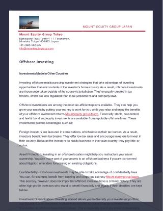 Offshore Investing