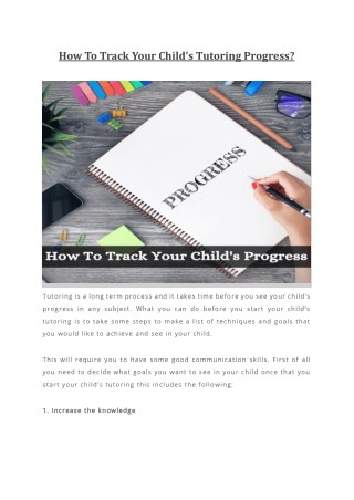 How To Track Your Child’s Tutoring Progress