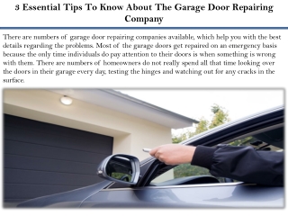 3 Essential Tips To Know About The Garage Door Repairing Company