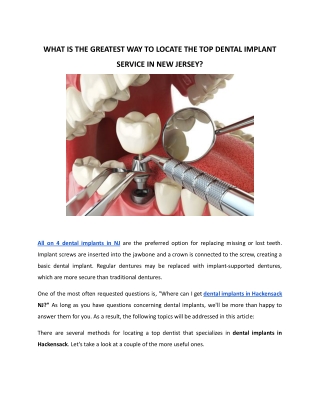 WHAT IS THE GREATEST WAY TO LOCATE THE TOP DENTAL IMPLANT SERVICE IN NEW JERSEY.docx