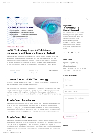 LASIK Technology Report - Signicent LLP