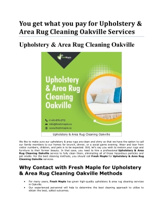 Hire Upholstery & Area Rug Cleaning Oakville Company that is near you