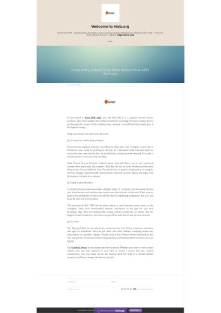 Frequently Asked Questions About Hola VPN Services