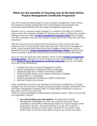 What are the benefits of choosing one of the Best Online Project Management Certificate Programs?