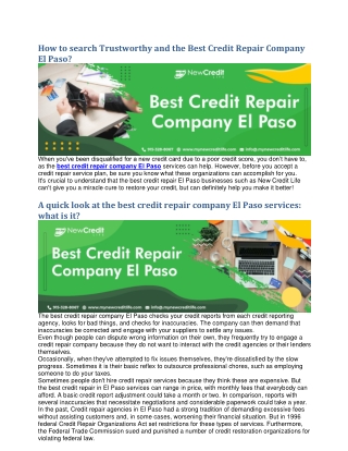 How to search Trustworthy and the Best Credit Repair Company El Paso-converted