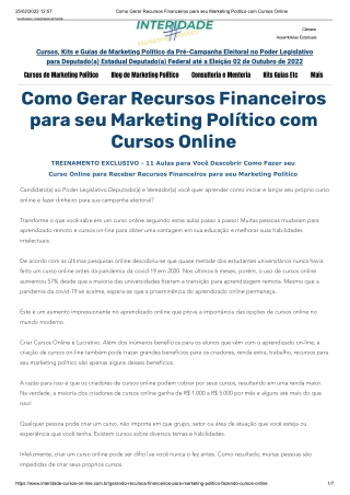 Como Gerar Recursos Financeiros para seu Marketing Político com Cursos Online