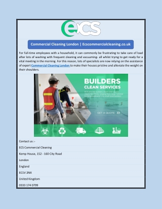 Commercial Cleaning London | Ecscommercialcleaning.co.uk