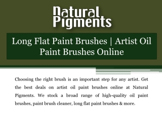 Long Flat Paint Brushes | Artist Oil Paint Brushes Online