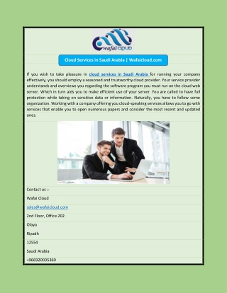 Cloud Services in Saudi Arabia | Wafaicloud.com