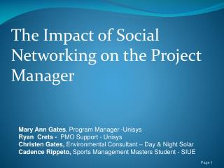 The Impact of Social Networking on the Project Manager