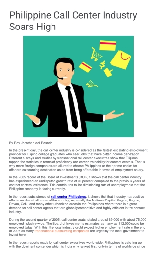 Philippine Call Center Industry Soars High