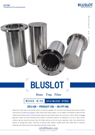 Resin Trap Strainer For Sewage Treatment - Bluslot