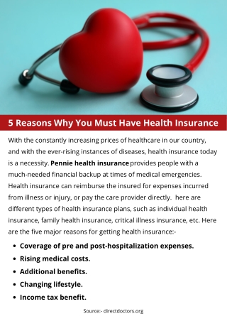 5 Reasons Why You Must Have Health Insurance