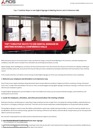 Top 7 Creative Ways to Use Digital Signage in Meeting Rooms and Conference Halls