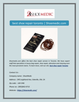 best shoe repair toronto | Shoemedic.com