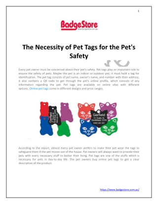 The Necessity of Pet Tags for the Pet's Safety