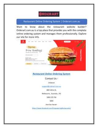 Restaurant Online Ordering System | Orderart.com.au