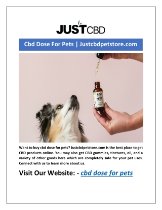Cbd Dose For Pets | Justcbdpetstore.com