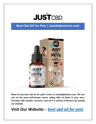 Best Cbd Oil For Pets | Justcbdpetstore.com