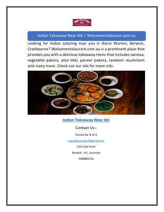 Indian Takeaway Near Me | Welcomerestaurant.com.au
