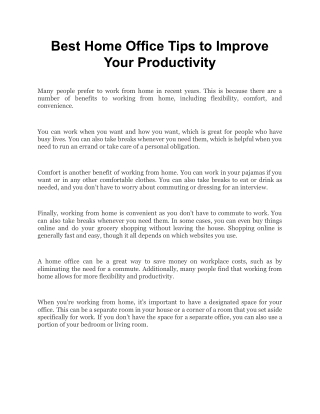 Best Home Office Tips to Improve Your Productivity