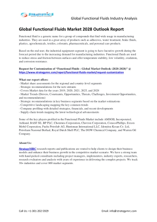Provincial Demand and manufacturers of Global Functional Fluids Industry