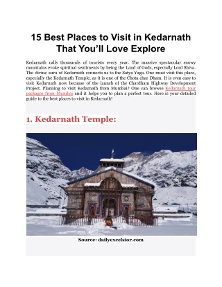 15 Best Places to Visit in Kedarnath That You’ll Love Explore