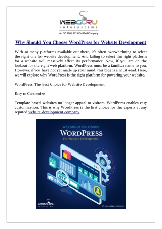 Why Should You Choose WordPress for Website Development