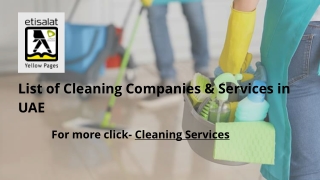List of Cleaning Companies & Services in UAE
