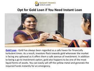 Opt for Gold Loan if You Need Instant Loan