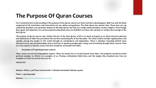The Purpose Of Quran Courses
