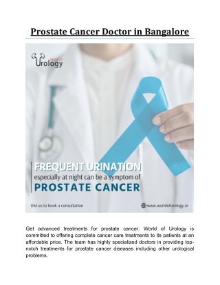 Prostate Cancer Doctor in Bangalore