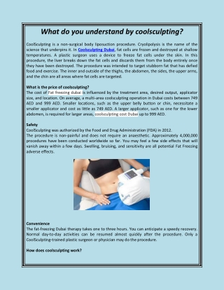 What do you understand by coolsculpting