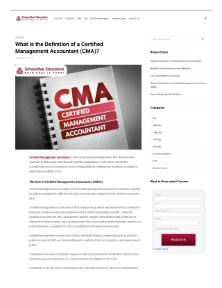 What Is the Definition of a Certified Management Accountant (CMA)?