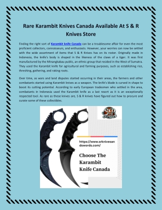 Rare Karambit Knives Canada Available At S & R Knives Store