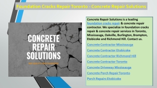 Foundation Cracks Repair Toronto - Concrete Repair Solutions