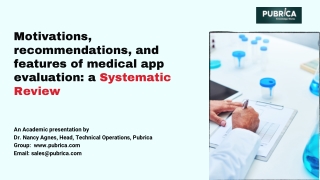 Methodological aspects of medical app evaluation a systematic review – Pubrica