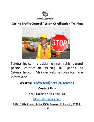 Online Traffic Control Person Certification Training